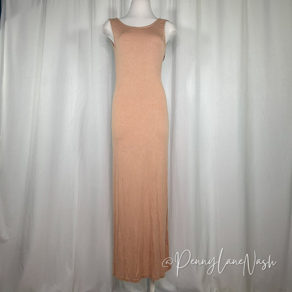 Double Zero Sleeveless Aztec Scoop Back Maxi Dress Taupe - Picture 2 of 11